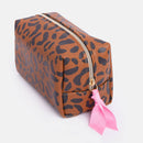 Tan Leopard Cube Cosmetic Bag