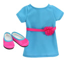 18" Doll - Doll dressed in a Teal Dress and Pink Satin Shoes