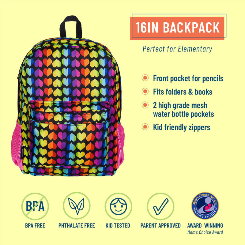 Rainbow Hearts Backpack - 16 Inch