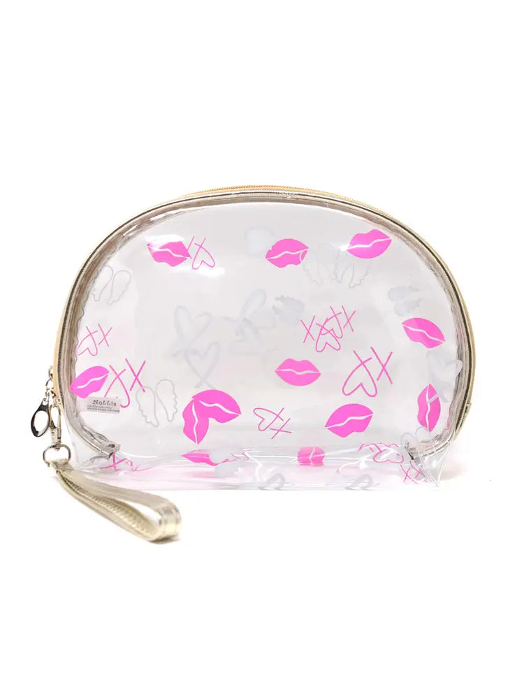 2 Pc Metallic Kiss Cosmetic Bag Set