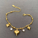 18K Gold Plated Stainless Steel Heart Charm Bracelet - FGS