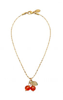 Carnelian Cherry Charm 18K Gold Plated S.Steel Necklace - FGS
