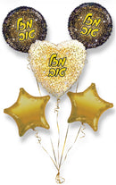 Bouquet 5pc Mazal Tov Hebrew White/Rose Gold