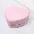 Faux Leather Portable Heart Jewelry Box: Pink