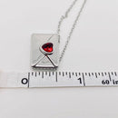 "I Love You" Heart-shaped Cubic Zirconia Envelope Necklace- Gold