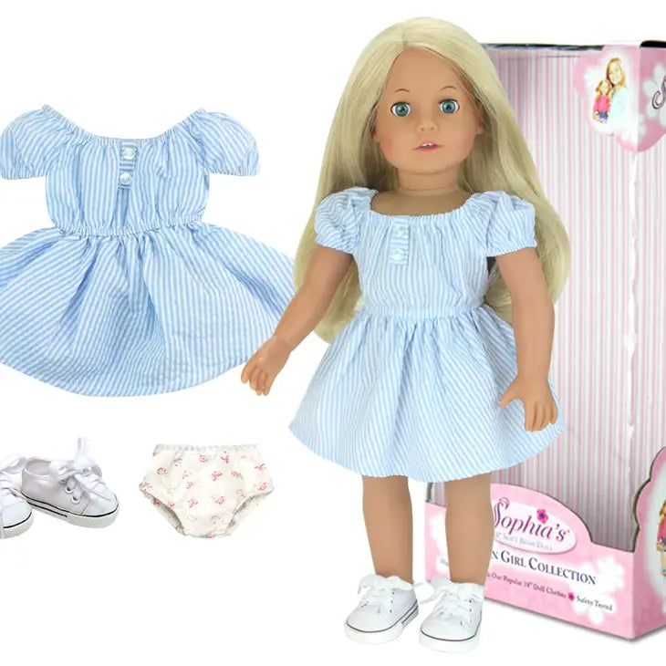 18"Doll-Soft Bodied Blonde Doll w/Blue Eyes in a display Box