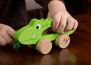 Ray's Toys Wooden Pull Along Crocodile Toy - Beautiful Crocodile Pull Along Toy
