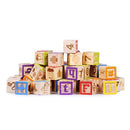 Wooden Alphabet Blocks Set Colorful ABC & 123 Toddler Blocks w/ Cloth Storage Pouch/ Sturdy