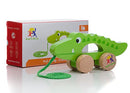 Ray's Toys Wooden Pull Along Crocodile Toy - Beautiful Crocodile Pull Along Toy