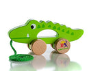 Ray's Toys Wooden Pull Along Crocodile Toy - Beautiful Crocodile Pull Along Toy