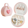 Semi-Circular Portable Jewelry Box with Heart, Hand-Carry Style