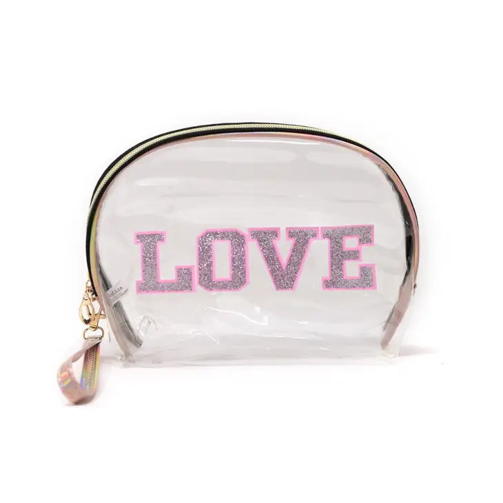 2 Pc Love Glitter Cosmetic Bag Set
