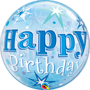Single Bubble Birthday Blue Starburst Sparkle