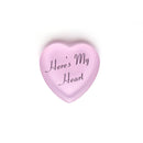 Here's My Heart printed Frosted Glass Heart, Pocket Stone: Pink