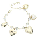 Metal Heart Locket Pearl Heart Charm Chain Bracelet