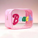 Pool Message Transparent Pouch Bag / Organizer: Hot Pink