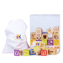 Wooden Alphabet Blocks Set Colorful ABC & 123 Toddler Blocks w/ Cloth Storage Pouch/ Sturdy