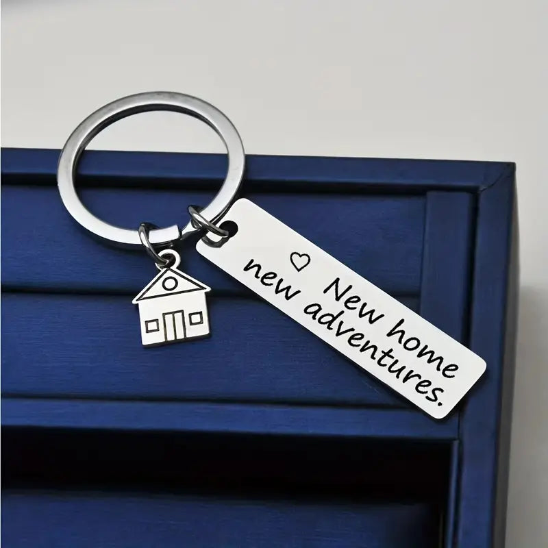 New Home New Adventures Keychain Housewarming Metal Key Ring