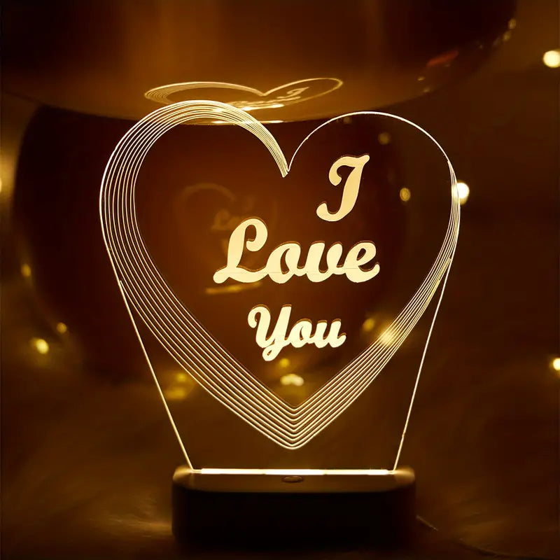3D Night Light, I Love You Luminous Letter Table Lamp