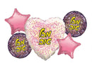 Bouquet 5pc Mazal Tov Hebrew White/Gold/Pink