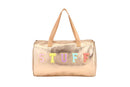 Nima Accessories Inc - Ladies Patent Leather STUFF Themed Satchel Handbag: Pink