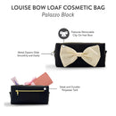 Black Louise Bow Loaf Cosmetic Pouch