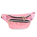 Iridescent Metallic Waist Fanny Pack: BK
