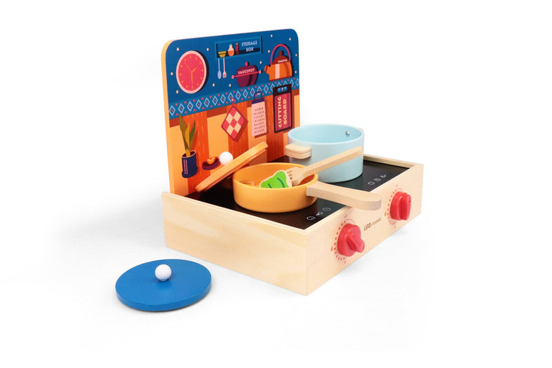 2-in-1 Mini Kitchen Wooden Play Set with 15-Pieces