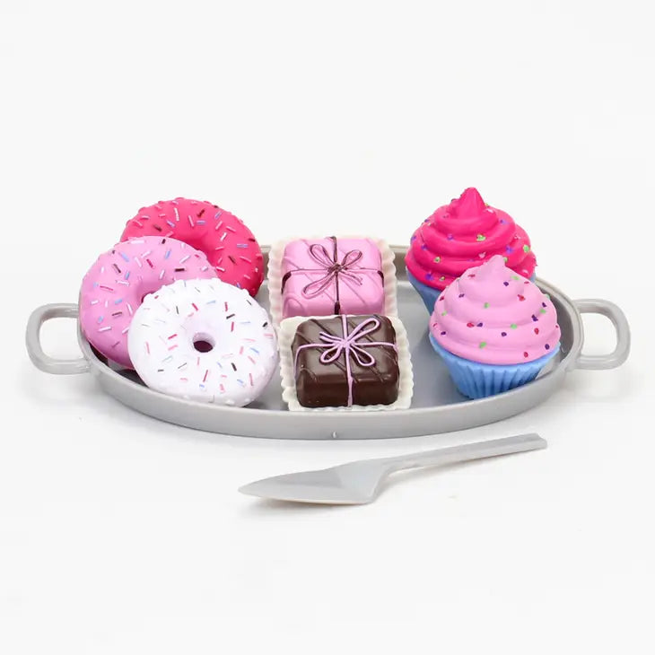 18" Doll - Cupcake & Petit Four Set + Dessert Display Set-Pink