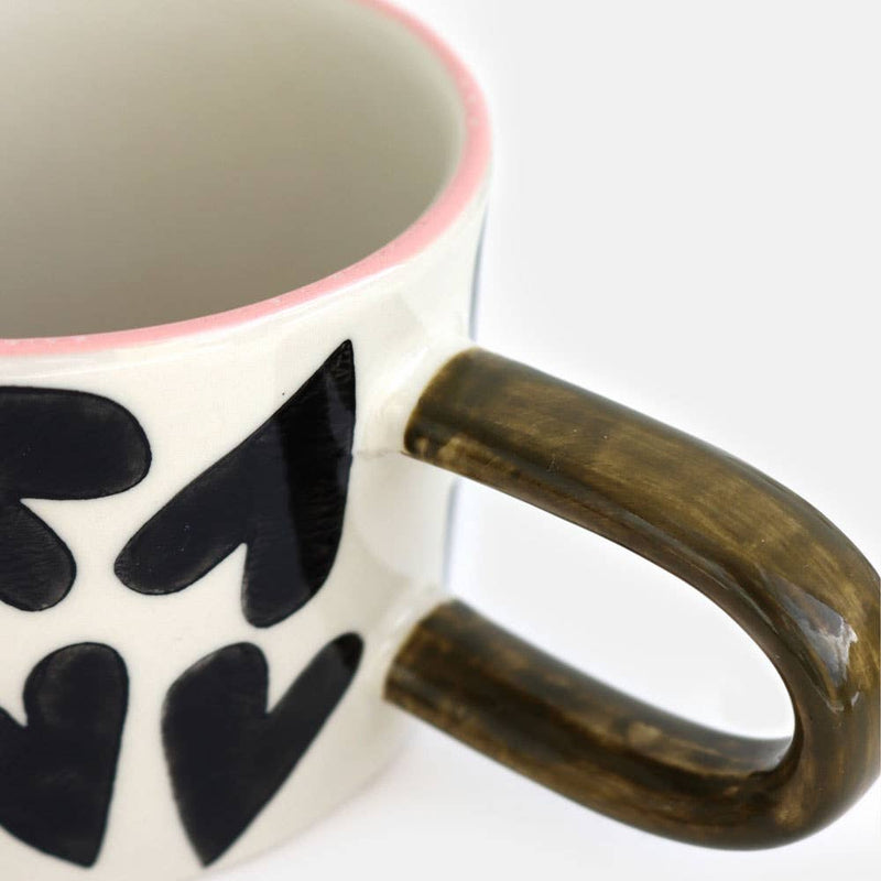 Mono Hearts Ceramic Mug