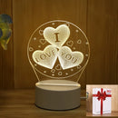 3D I Love You Night Light, Bedside Lamp