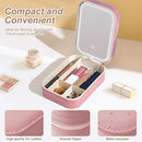 Jewelry Box, Travel Makeup Bag With LED Mirror, LED Three-Color Adjustable Makeup Mirror