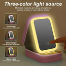 Jewelry Box, Travel Makeup Bag With LED Mirror, LED Three-Color Adjustable Makeup Mirror
