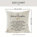 To My Beloved Daughter" Linen Pillow-  Heartfelt Message from Mom