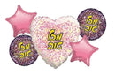 Bouquet 5pc Mazal Tov Hebrew White/Gold/Pink