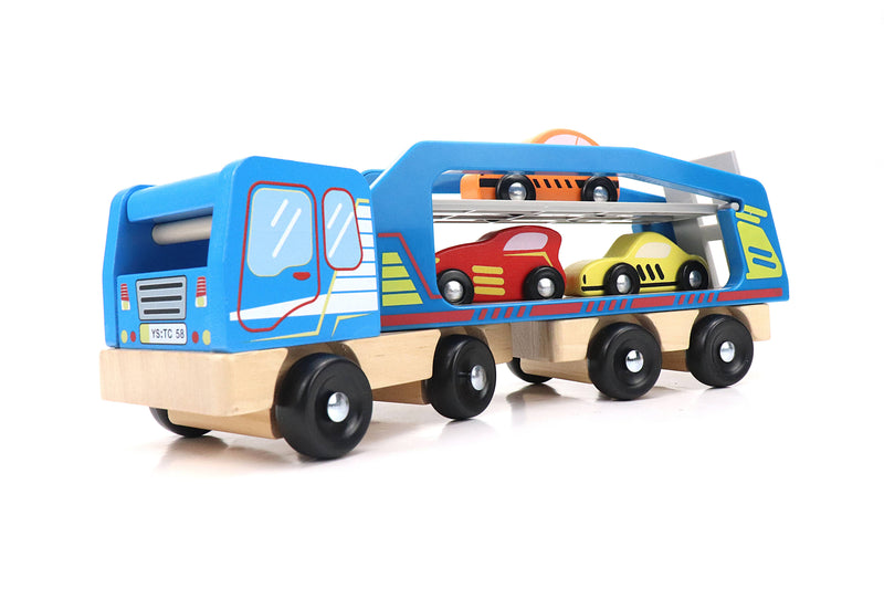 Leo & Friends - Wooden Car Carrier Set, 5-Piece Car and Truck Kid’s Set