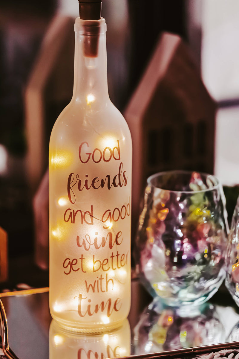 Wine Bottle Lamp, Friend Gift, Home Decor, Unique Gifts: Clear