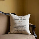To My Beloved Daughter" Linen Pillow-  Heartfelt Message from Mom