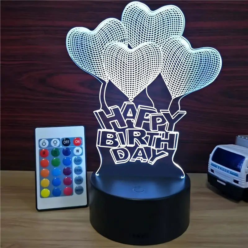 Happy Birthday Heart 3D Illusion Lamp