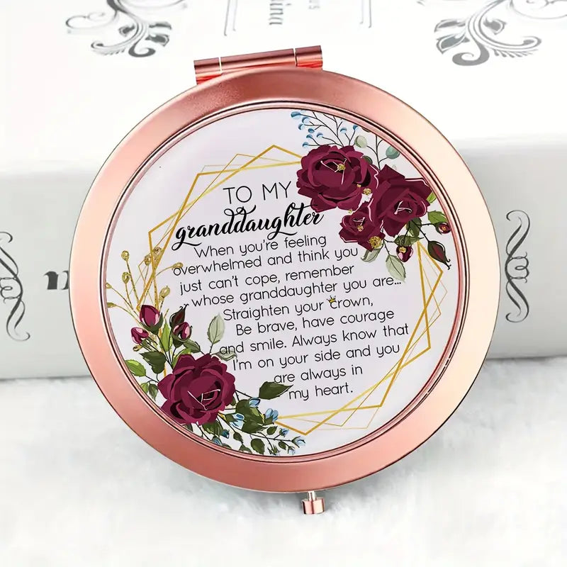 Rose Golden Compact Mirror- Loving message, always to remember..!