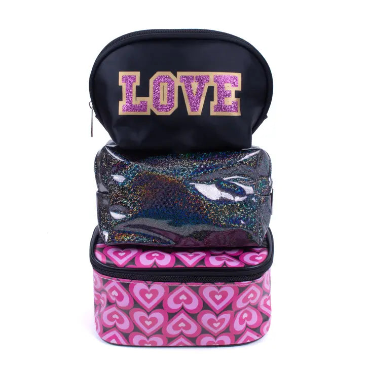 4pcs Heart Graphic Clear Cosmetic & Toiletry Bags