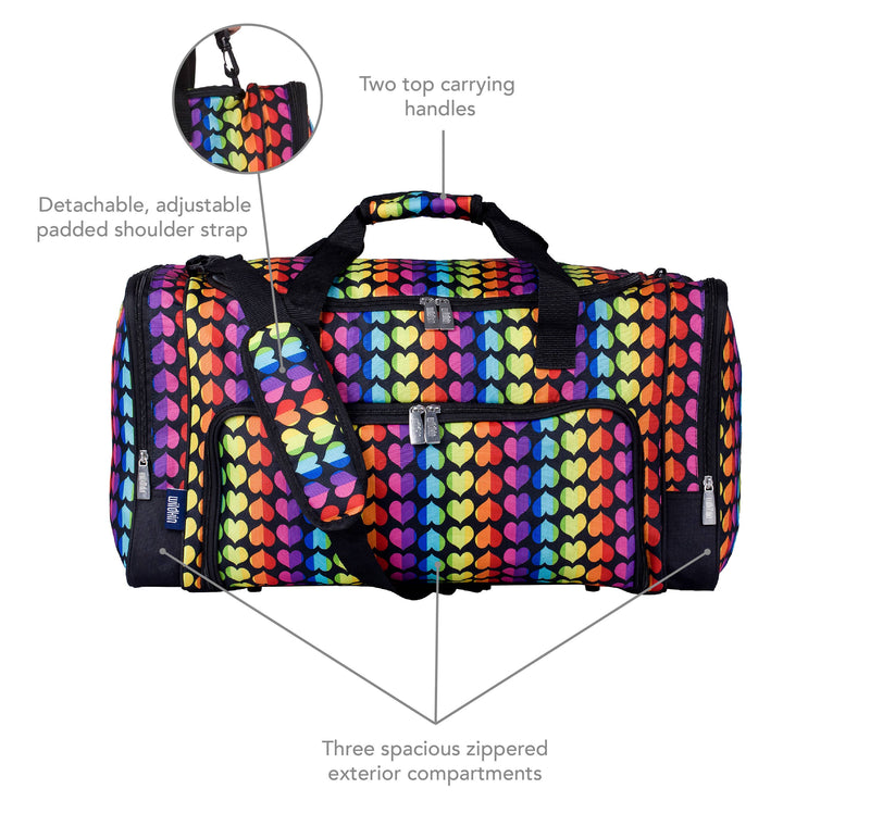 Rainbow Hearts Weekender Duffel Bag