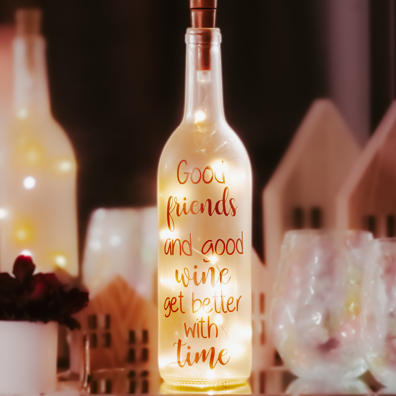 Wine Bottle Lamp, Friend Gift, Home Decor, Unique Gifts: Clear