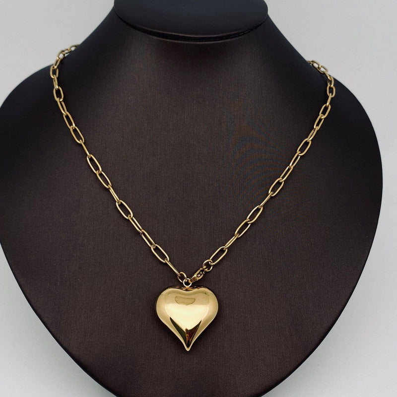 Paper Clip Design Chain Heart-shaped Charm Necklace