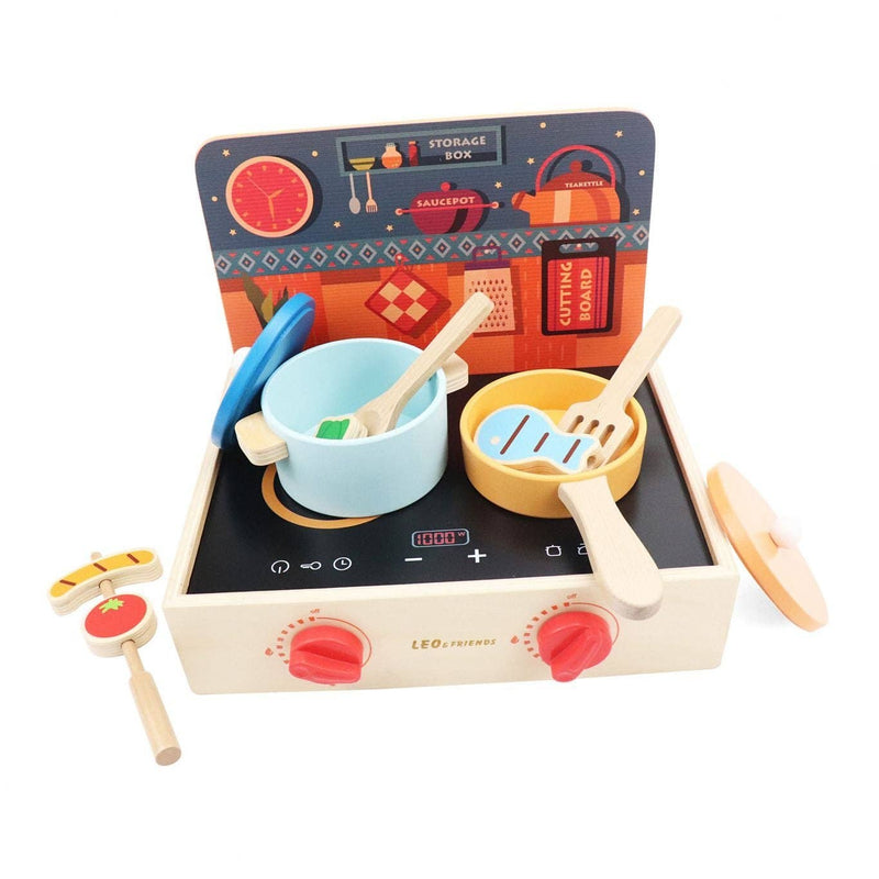 2-in-1 Mini Kitchen Wooden Play Set with 15-Pieces