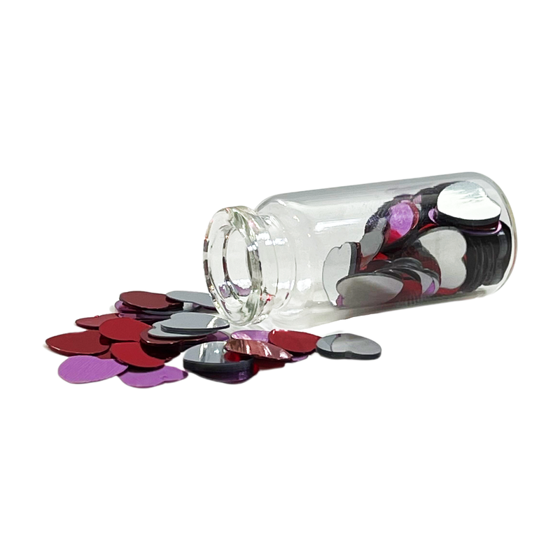 Love in a Jar, Heart Shaped Confetti in a Glass Vile