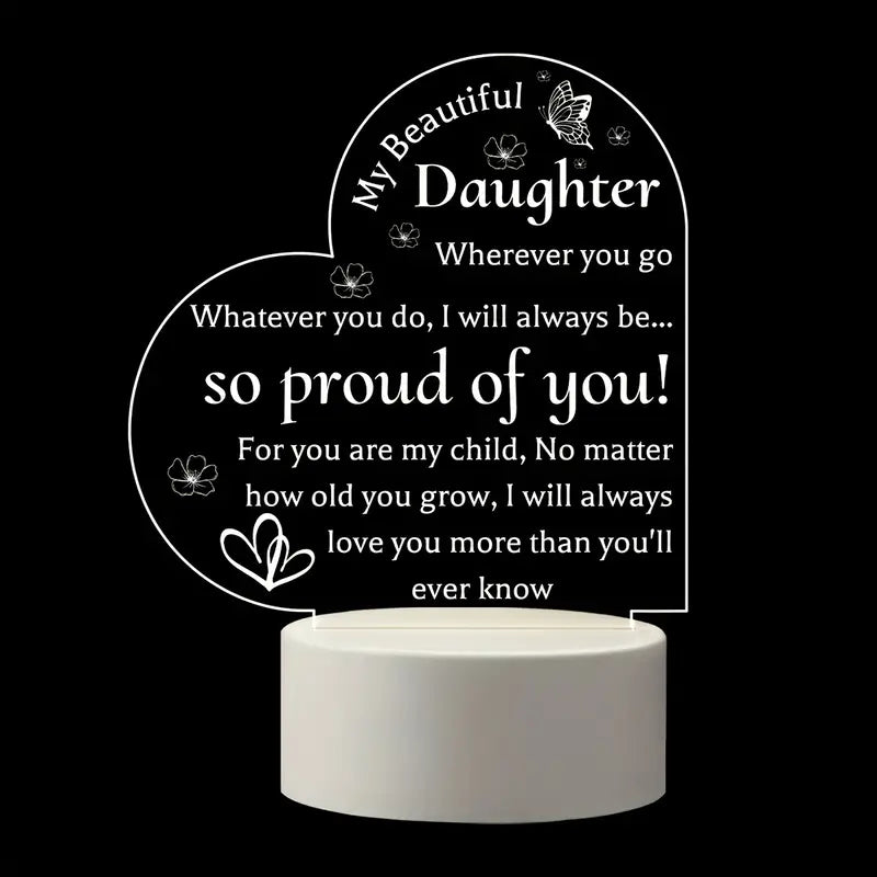 Acrylic Night Light with Base - Perfect Gift for Daughter from Mom