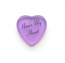 Here's My Heart printed Frosted Glass Heart, Pocket Stone: Pink