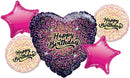 Bouquet 5pc Happy Birthday Black/Gold/Pink