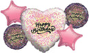 5pc Happy Birthday White/Gold/Pink